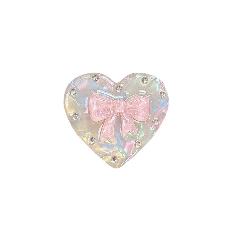 Korean Heart Bow Rhinestone Magnetic Desktop Phone Stand with Airbag Folding Finger Ring