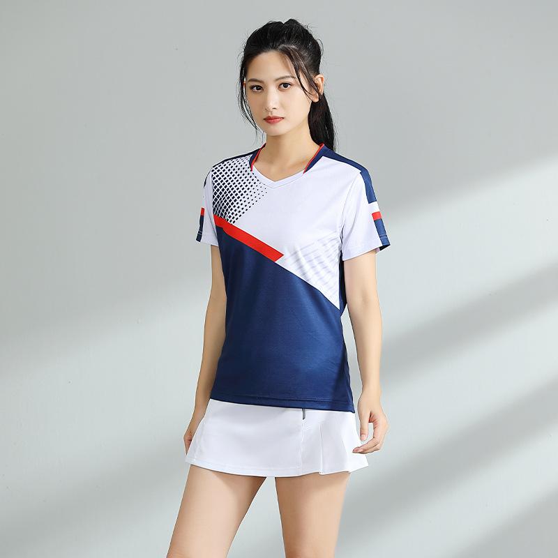 Badminton Clothes Outfit Short Sleeve Latest Blue Color Mens and Womens Quick-Drying Summer Table Tennis Wear Training Competition Clothes