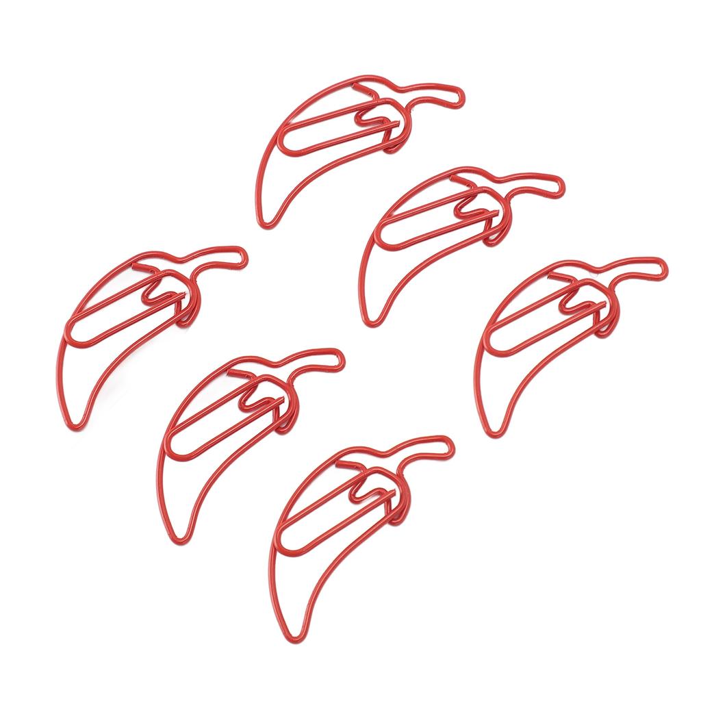 100 PCS Red Color Pepper Shaped Cute Decorative Paper Clip with Transparent Box for Office