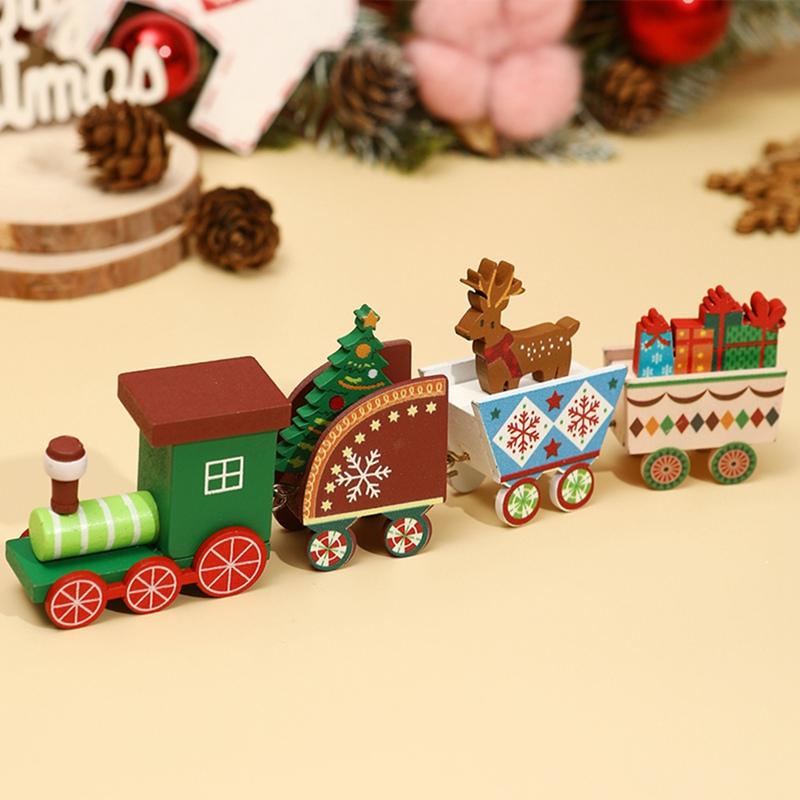 Christmas Train Ornaments, Christmas Party Decoration Wooden Small Train Ornaments for 2026 Home Decor Xmas Navidad Noel Gifts