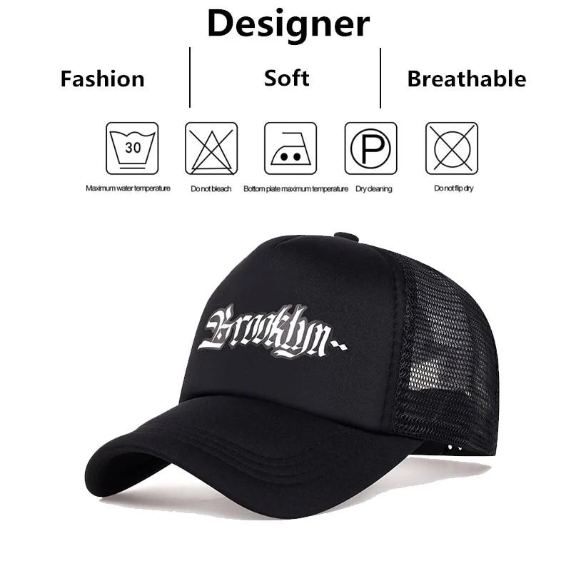 Women Brooklyn Letter Print With Printed Pattern Baseball Net Caps Spring Summer Outdoor Use Adjustable Casual Hats Sunscreen Hat For Men And
