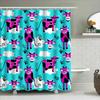 Tierprint Duschvorhang Blaue Kuhmuster Heimdekoration Badezimmerdekoration Wasserdichtes Gewebe Blumenwolken Cartoon Kinder Badezimmer