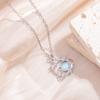 925 Sterling Silver Necklace Moonstone Zircon Women's Pendant Necklace Clavicle Chain Elegant Birthday Wedding Gift