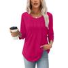 Autumn New Women's Long Sleeve Top Fashion Casual Pleated Low Crew Neck Women's Shirt