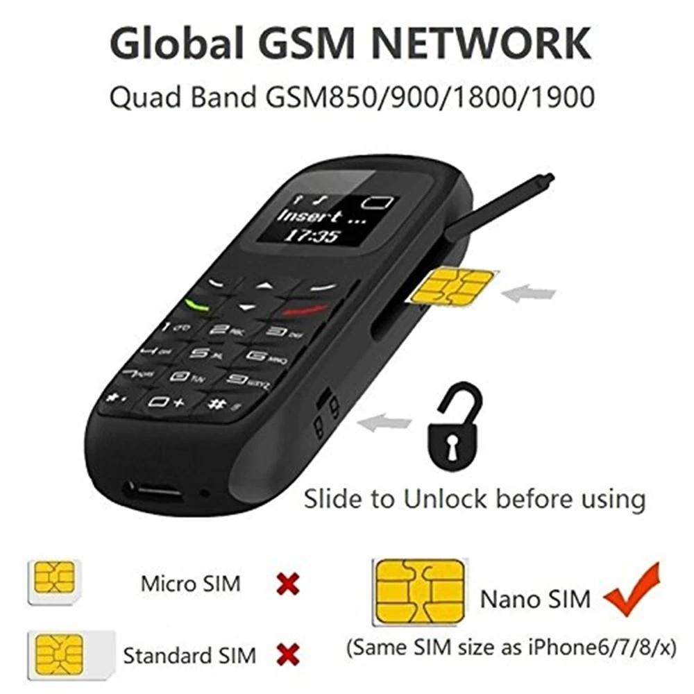 New BM70 Mini CellPhone Stereo GSM 2G Unlocked Super Thin Cellphone Small Mobile Phone Wireless Bluetooth Alarm Clock Earphone Portable Backup Phone