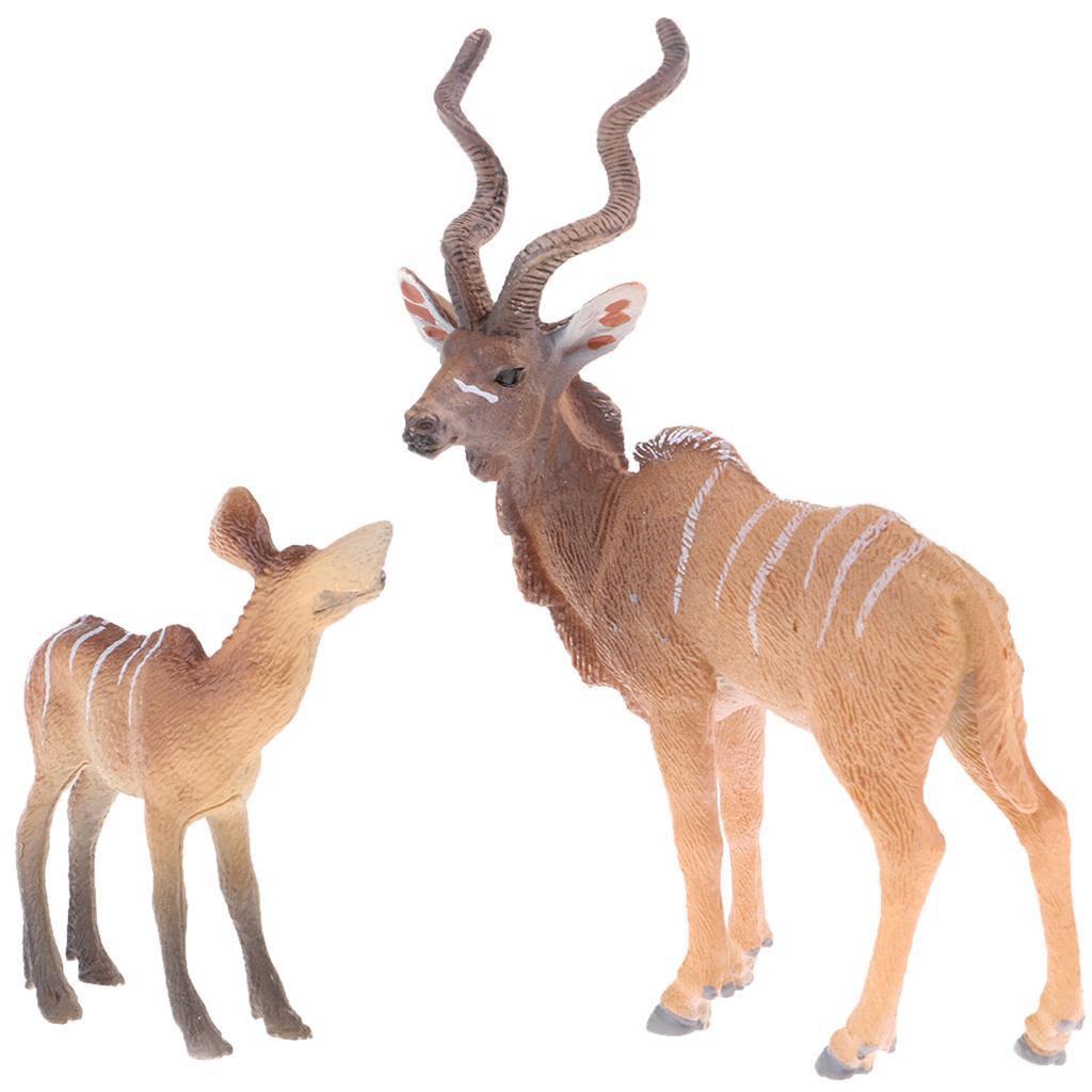 2 Pcs Antelope Model Solid Figurines Collection Children's Toys