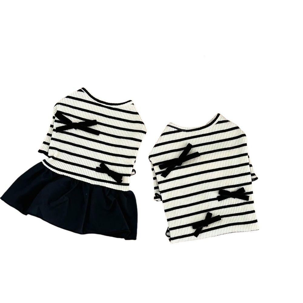 Breathable Pet Striped Short Sleeve Soft Pet Skirt Pet Clothes Pet Princess Dress  Summer