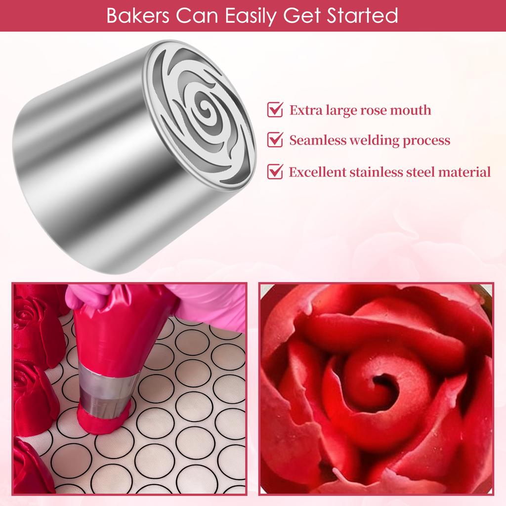 6/8 Pcs Russian Piping Tips Stainless Steel Cake Nozzles Set Layered Rose Icing Tip Flower Piping Tips Kit for Cake Decoration