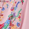 ZANZEA Women Casual Round Neck Summer 3/4 Sleeve Print Blouse