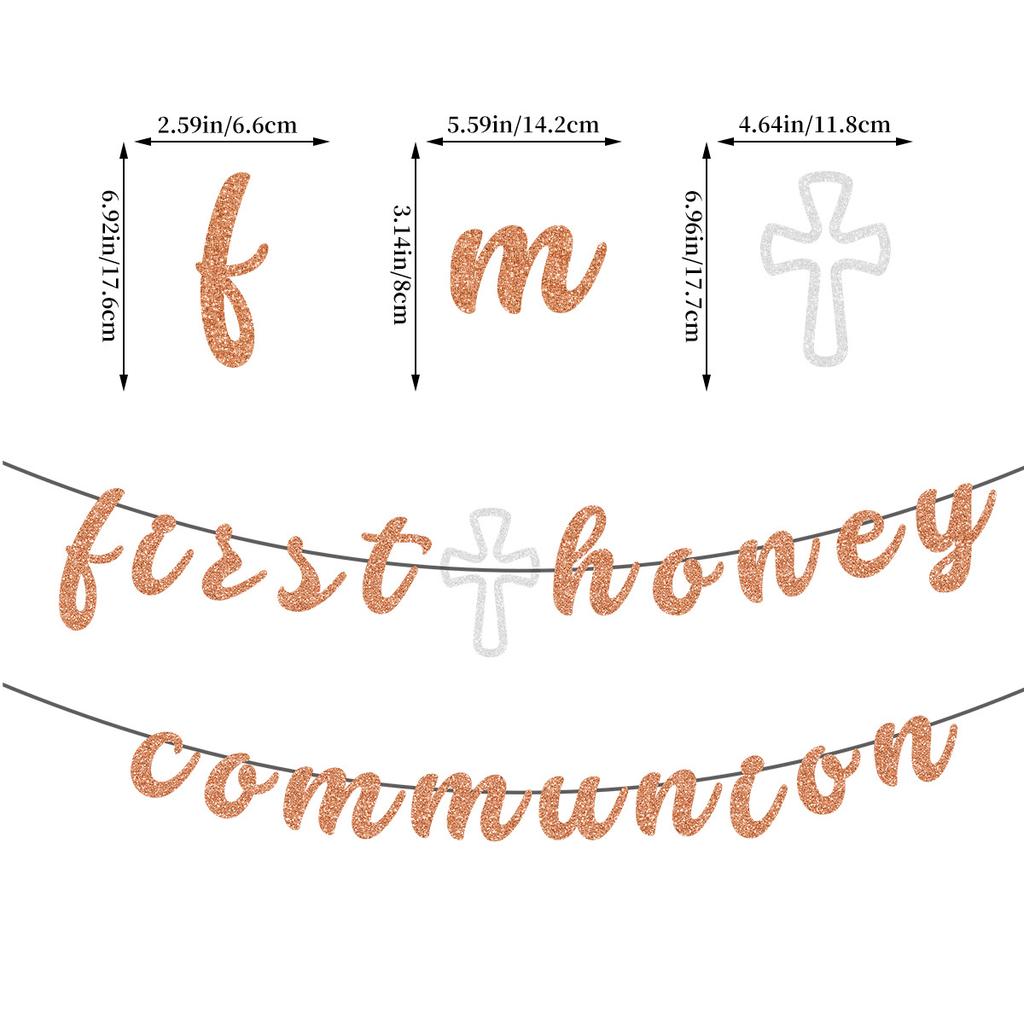 Baby Shower Party Party Decoration Gold Powder Letters Latte First Communion Bath Banners