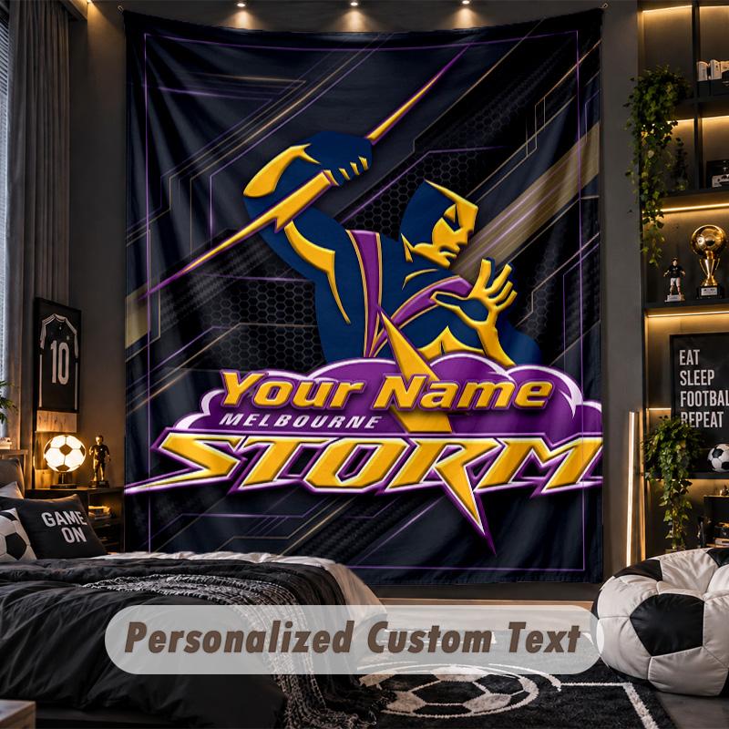 TapestryMelbourne Storm Custom Name Text Personalized Wall Hanging Tapestry Home Wall Decor