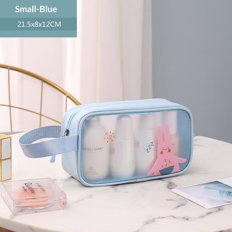 

Waterproof Clear Cartoon Cosmetic Bag Storage Box Laundry Bag Travel Toiletries Storage Organizer S синій