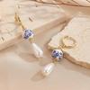 Spring/Summer 2025 Teardrop Pearl Porcelain Earrings - Elegant Retro Blue & White Beaded Style