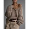 Cardigan Invernale Autunnale Maglioni Giubbotti Donna Pelliccia Sintetica di Vison Manica Lunga Maglie a Maglia Scollo a V Maglioni a Maglia Larga Cappotto Abbigliamento Casual