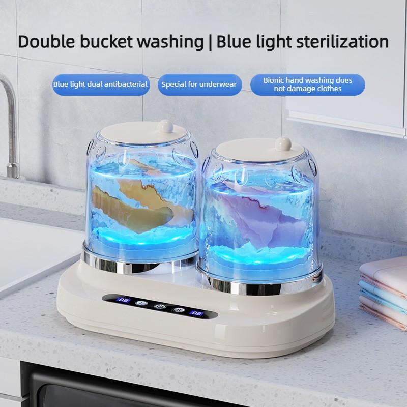 

2L Large Capacity Double Bucket Washing Machine Digital Display Underwear Pantyhose Small Mini Laundry Machine белый