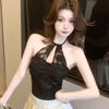 Hollow Splicing Lace Camisole with Pads Embroidery Flower Halter Crop Tops Lace Corset  Ladies