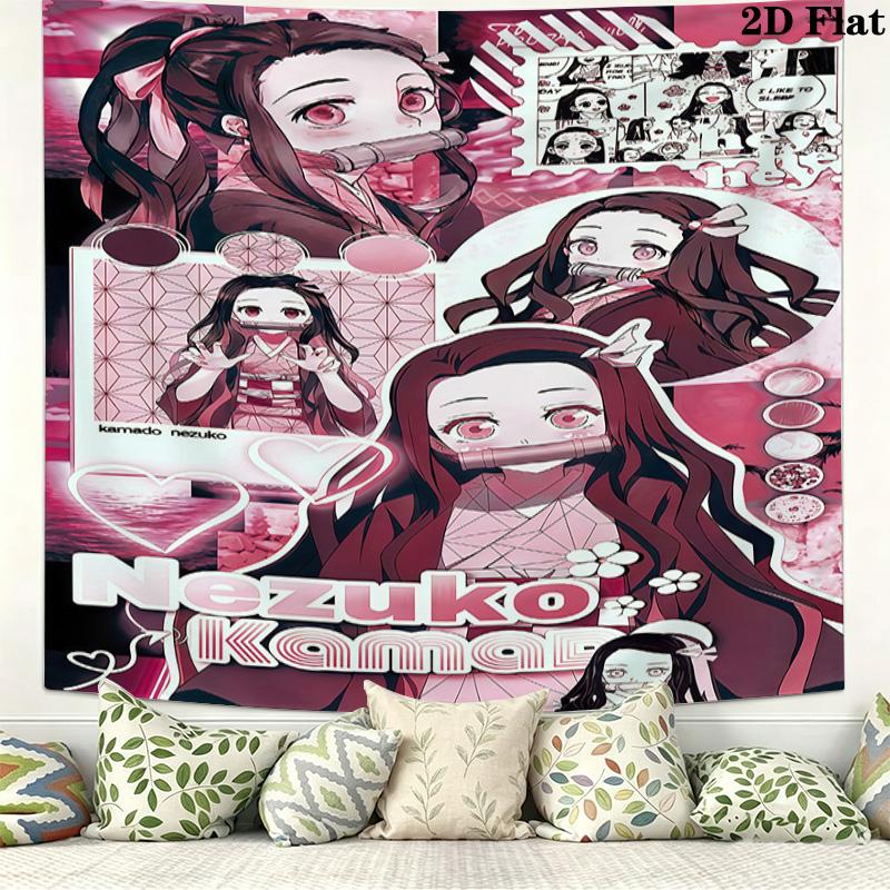 Demon Slayer Wall Tapestry Aesthetic Wall Hanging Printed Fabric Blanket Decorative Tapestries For Bedroom Living Room Home Decor