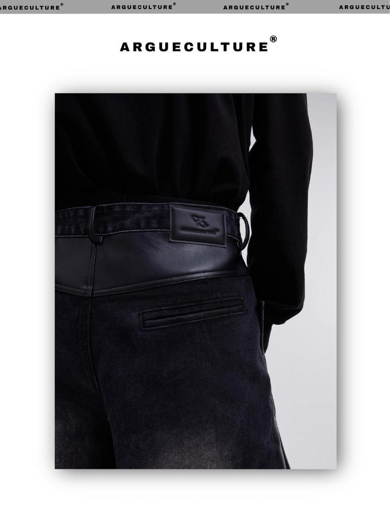 Men's Black Washed Straight Jeans - High Street Style for Autumn/Winter