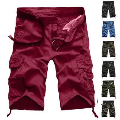 Men's Summer Cargo Shorts Men's Multi-Pocket Solid Color Casual Fashion Cargo Shorts