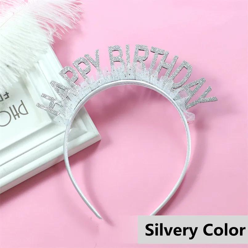 Glitter HAPPY BIRTHDAY Sequin Headband Birthday Decoration Birthday Party Decorations Kids Adult Girl Pink Silver Blue Headbands