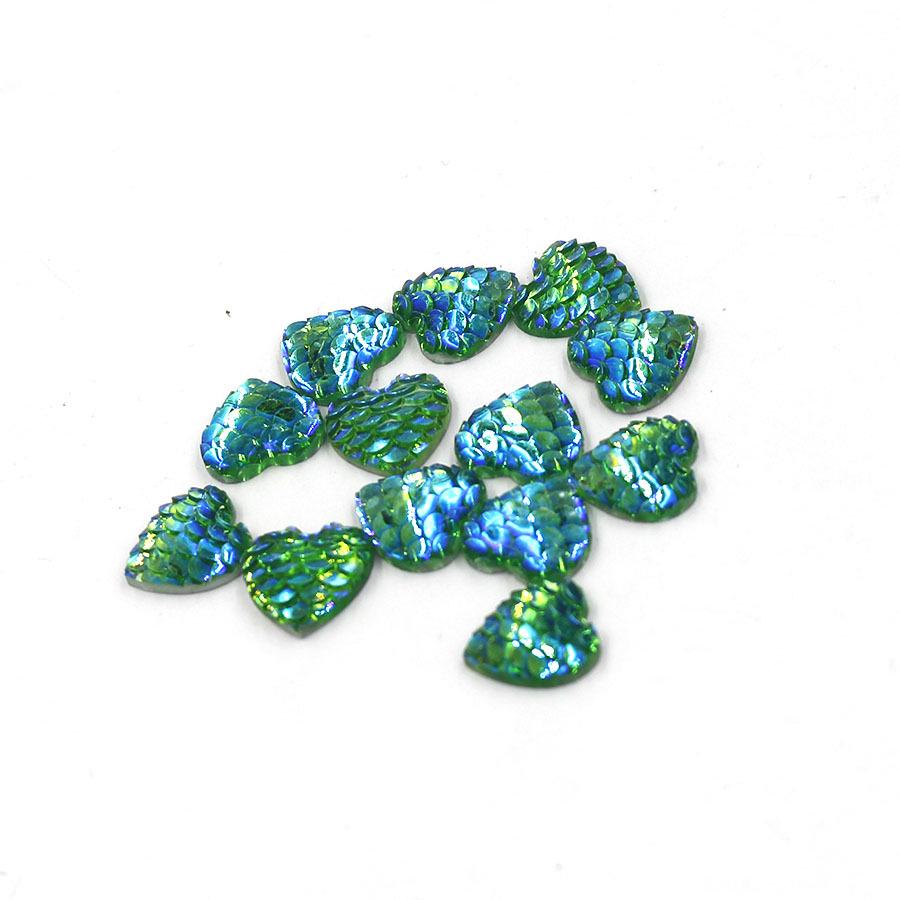 

12MM Peach Heart Resin Flatback Diamond Fish Scale Mermaid Jewelry Patches 12MM