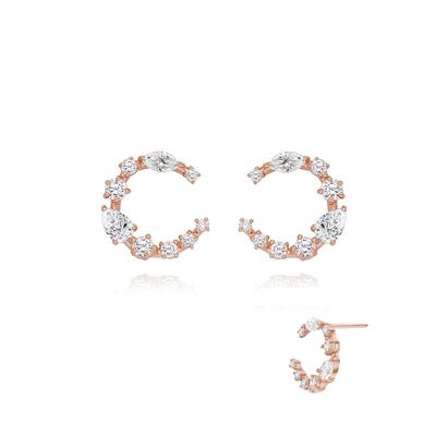 Silver Cubic Horseshoe Earrings Sc24D42P