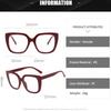 Women's Burgundy Square PC Frame Retro Flat Light Mirror for Daily Wear Simple Stylish Eyewear