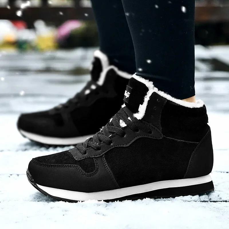 Men's Hot Selling Snow Boots Outdoor Non-slip Winter Short Boots Lightweight High Top Sneakers Warm Plush Women's Hiking Boots