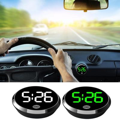Mini Car Dashboard Clock Luminous Automobiles Internal Stick-On Digital Watch With Touch Switches LED Display Auto Ornament