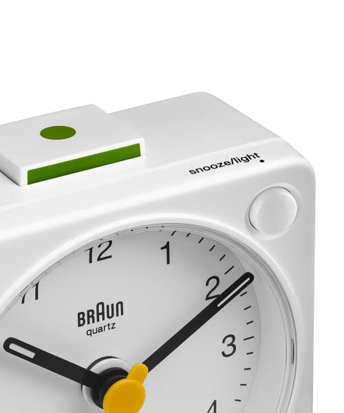Table Clock Alarm Clock with Light BC02XW Classic Analog Alarm Clock Genuine Imported Product White Table Clock BRAUN/Brown