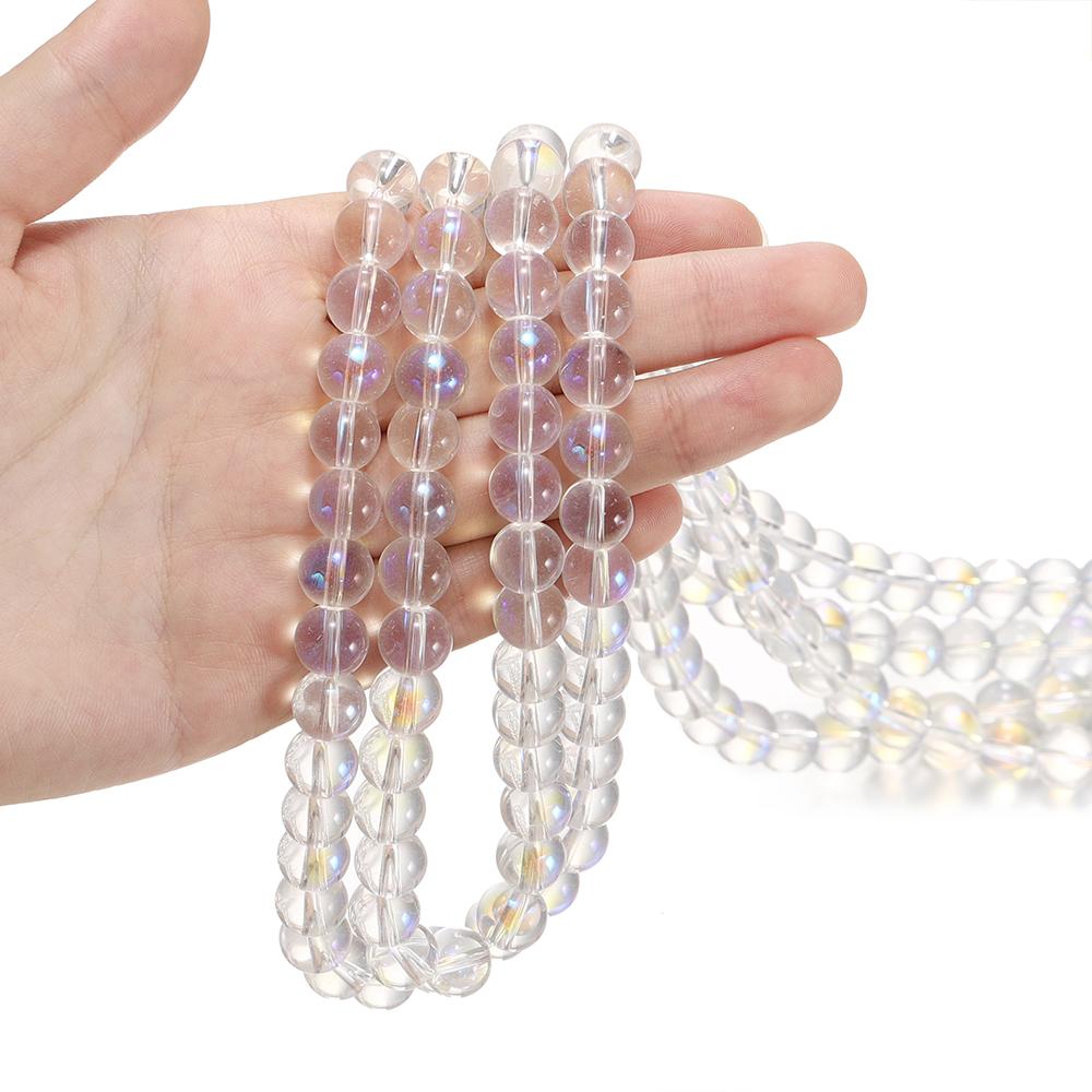 20/50 Stück 8/10mm Matt Weiße Glasperlen Transparent AB Farbe Abstandshalter Lose Perlen für Armband Halskette Schmuckherstellung Zubehör