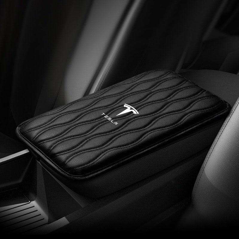1Pcs Leather Auto Armrest Pads Protective Waterproof Hand Cushion For Tesla Model 3 Model X S 2016-2023  Model Y Decals TM3 TMX