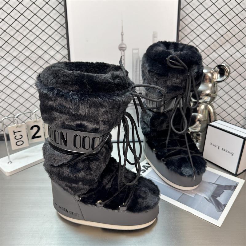 Waterproof version of Gypsy Moon Snow Boots Women's, winter medium-high lace-up non-slip warm ski shoes