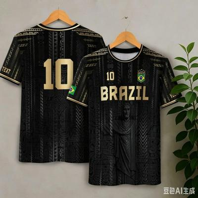 Nová Brazilie 10 Fotbalový dres Pánský Prodyšný Rychleschnoucí Fotbalové tričko Personalizované Sportovní oblečení Fanouškovský Tréninkový top