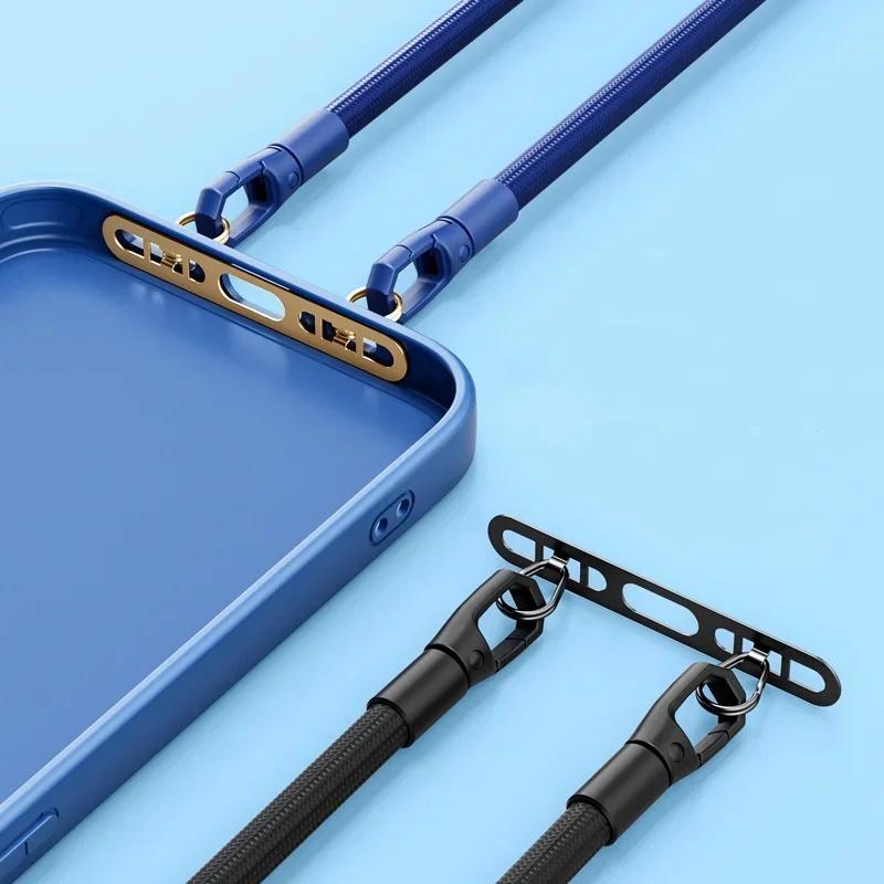 1/2/3Pcs Metal Phone Lanyard Side Hanging Patch For iPhone Stainless Steel Clip Double Buckle Phone Straps Gasket Connect Piece