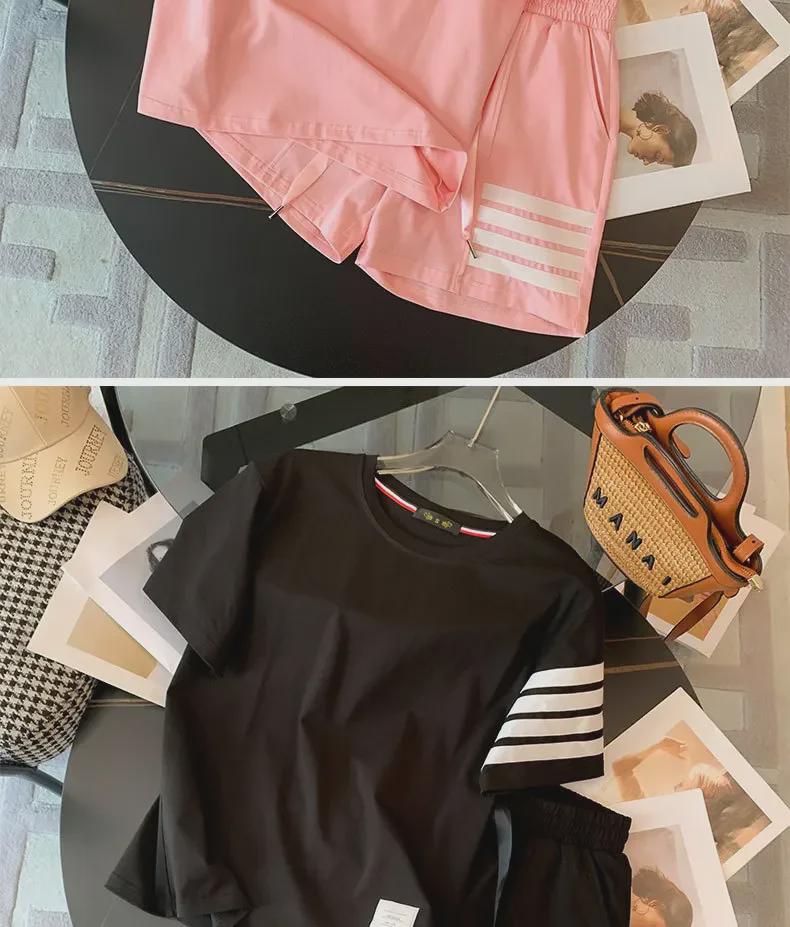 2025 TB Women's Four-Bar Sports and Leisure Shorts Set - Classic Fashion Two-Piece Suit for Summer