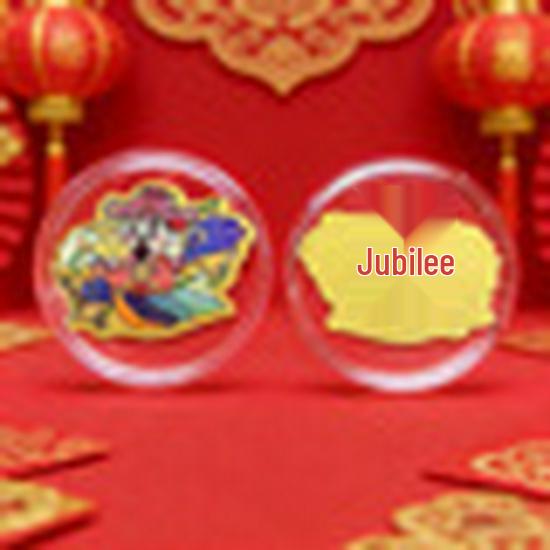 

Colorful Fu Lu Shou Xi Cai Golden Phone Sticker - Year of the Horse Edition, Festive Gift of Wealth Gods in Pure Gold.