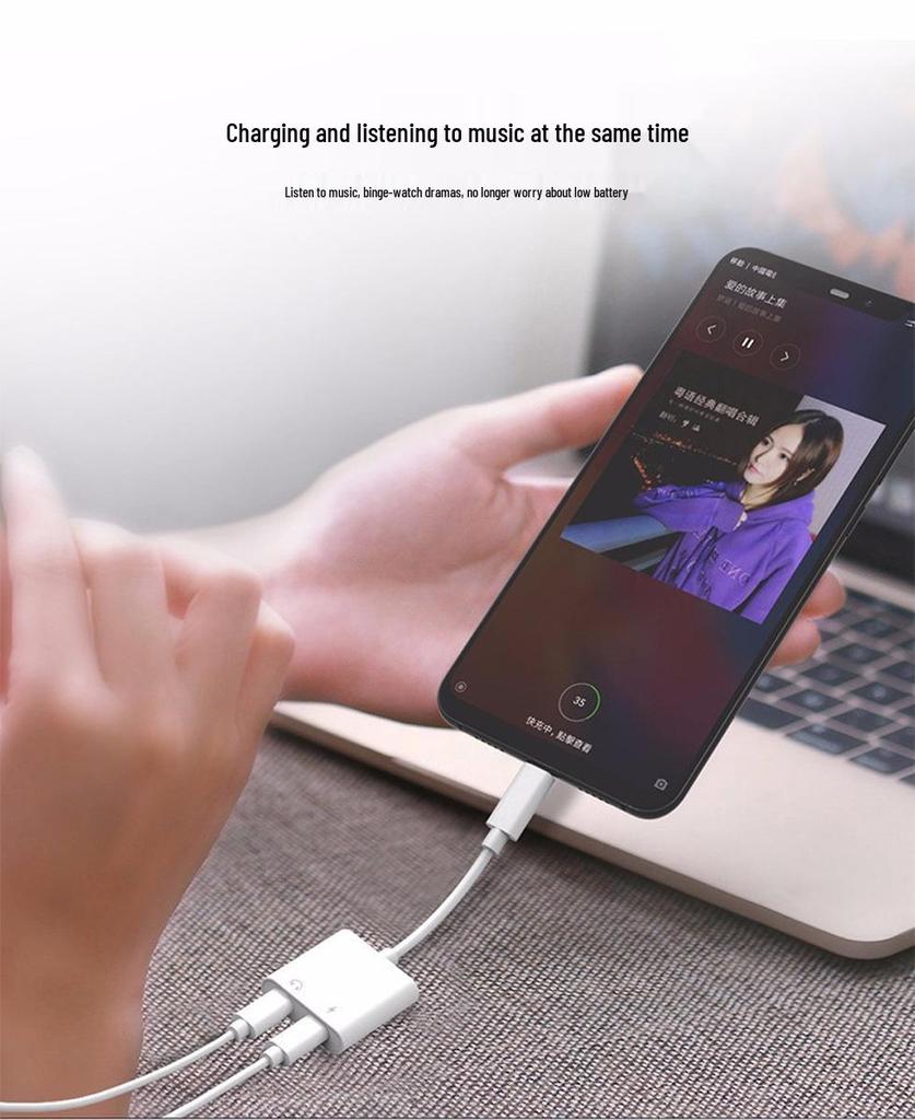 2-in-1 Dual Type-C to 3.5mm Adapter: Stream, Call, Listen & Charge