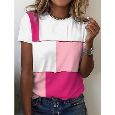 Casual Gradient 3d Print Tops Fashion Trend, High-quality Loose and Breathable Short Sleeved Round Neck T-shirt