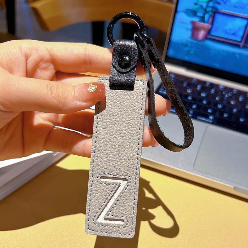 Leather Alphabet Keychain Tags for Car Ornaments & Luggage