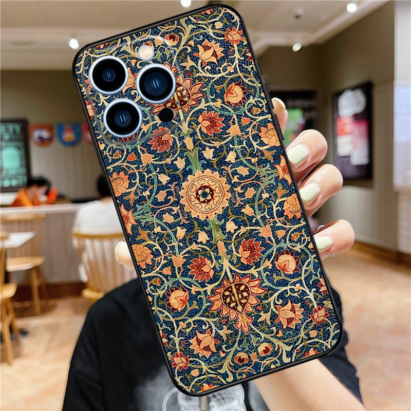 Persian Carpet Floral Pattern Phone Case For iPhone 11 12 13 14 16 15 Pro Max Mini XS X XR 7 8 Plus Soft Cover Shell