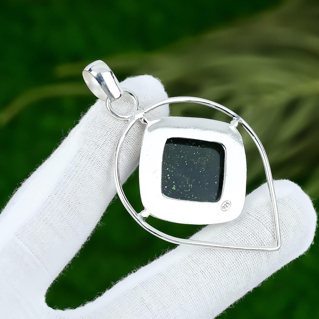 Natural Green Sunstone Gemstone Jewelry 925 Sterling Silver Pendant For Women