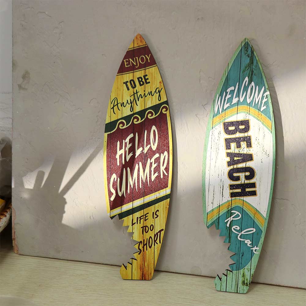 3 Stuks Kleurrijk Surfplank Wanddecoratie Vintage Print Surfplank Houten Bord Buiten Nautische Decoratie