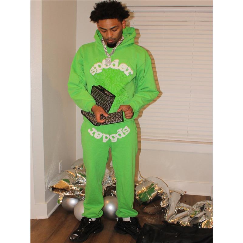 American SP5DER Spider Web Hoodie & Young Thub Trousers Sports Set for Men & Women