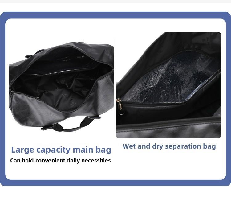 Αθλητική Τσάντα Γυμναστικής Unisex από PU Δέρμα με Χωρισμό Ξηρού/Υγρού για Ταξίδια Μικρών Αποστάσεων