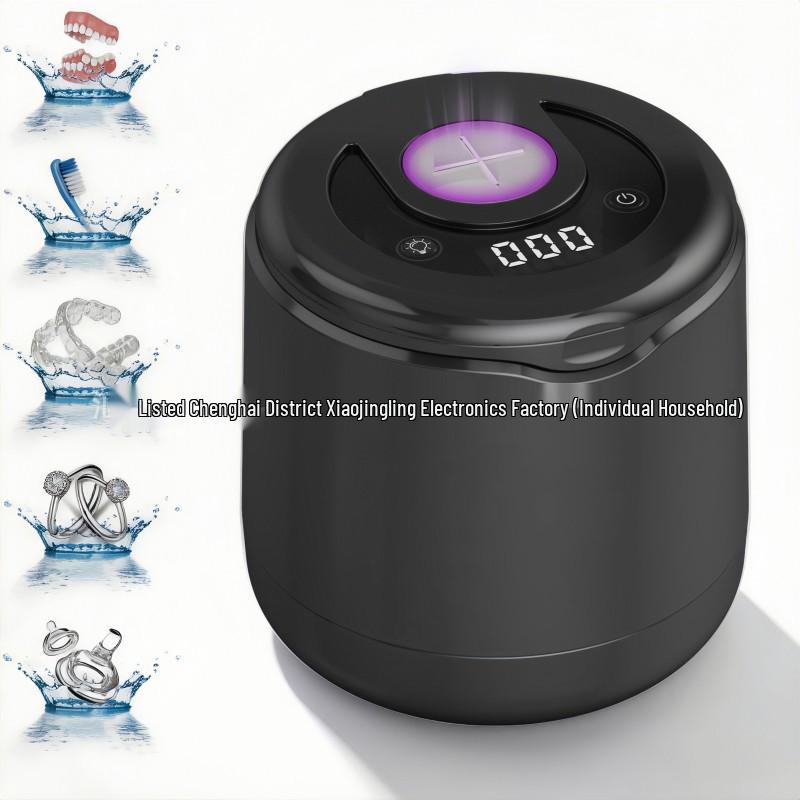 Portable Mini Ultrasonic Cleaner for Toothbrushes, Makeup Brushes, and Dentures with UV