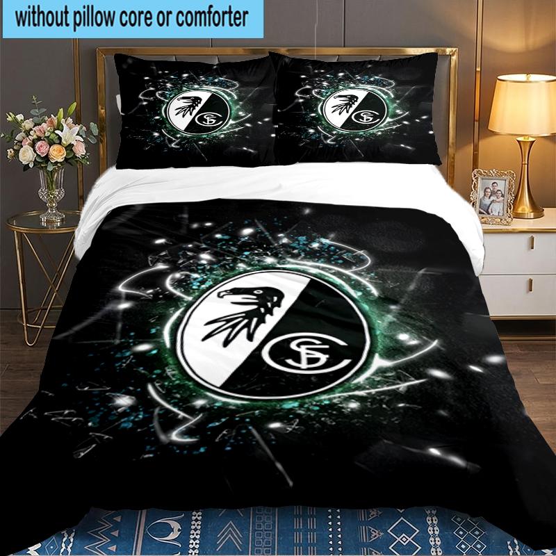 3PCS Eagle Symbol Frei-burg Football Bedding set,Ideal for1pc Duvet Cover And 2pcs Pillowcases Perfect for Christmas gift,Ideal for Bedroom,Dormitory