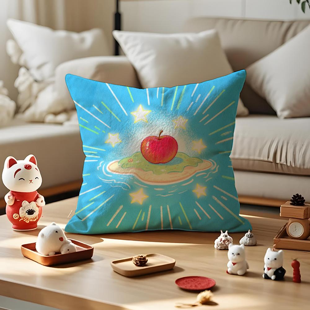 Anime Lucky Fruit Fun Pillow Case Silky Short Plush with Invisible Zipper Dustproof Sofa Cushion Cover for Home Decor