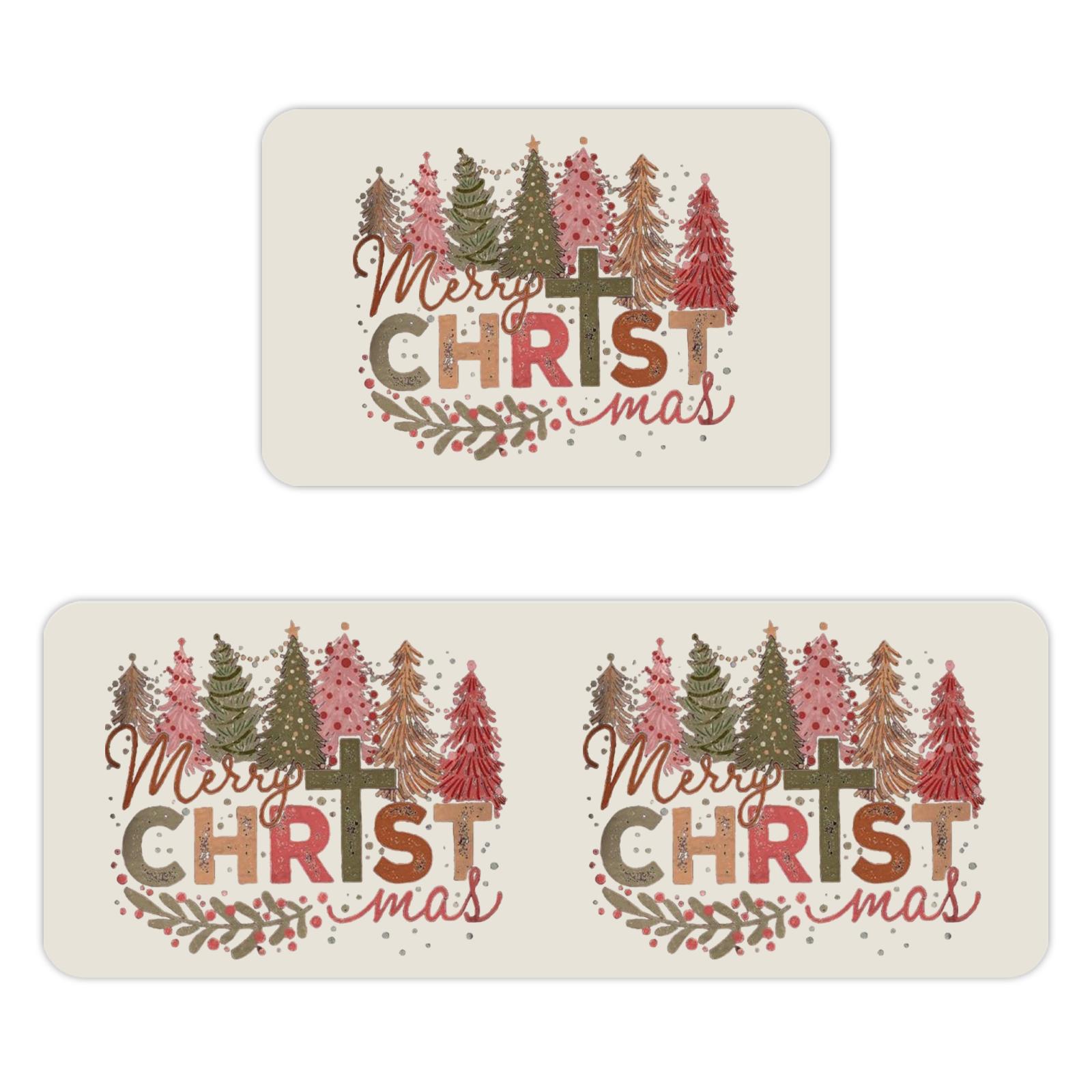 

Christmas Kitchen Anti-slip Mat Carpet Flannel Doormat Two-piece Set One Size