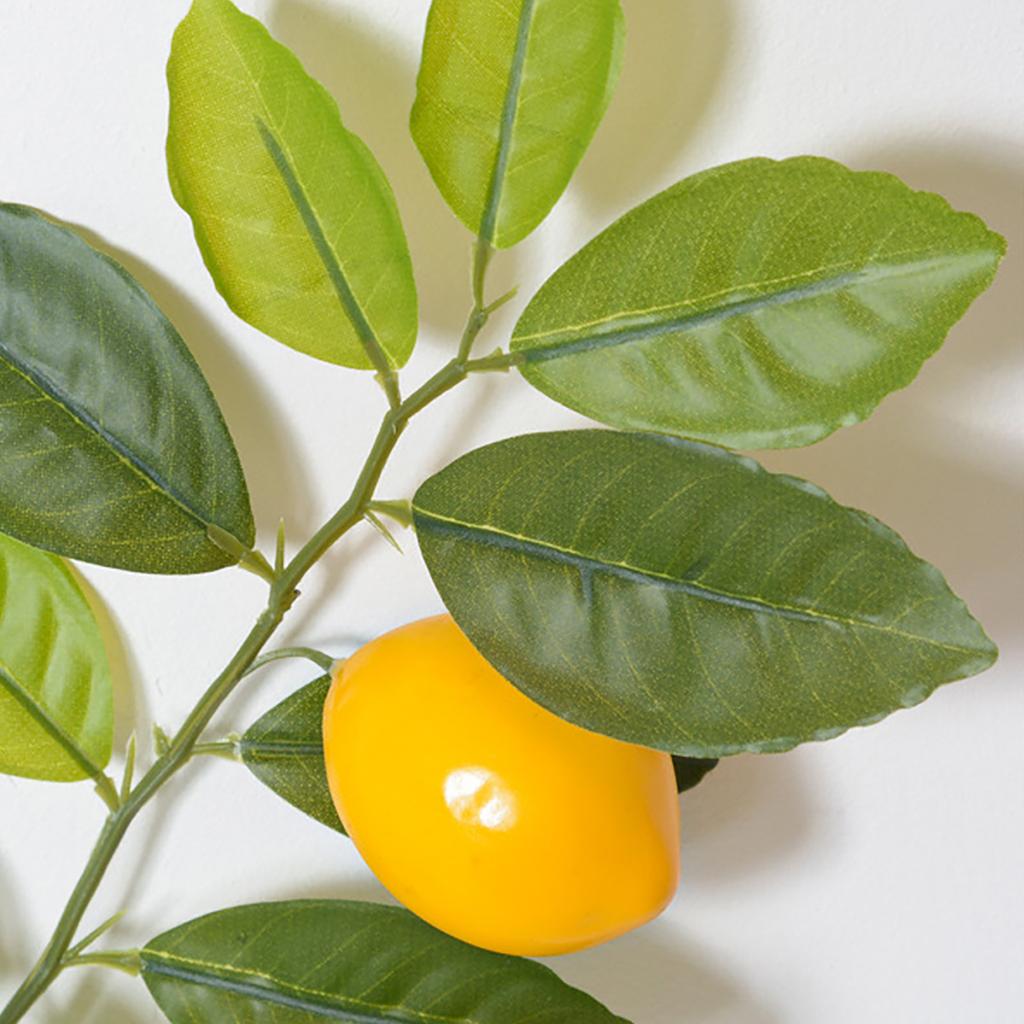 Artificial Lemon Branches Lemon with Green Leaves Lifelike Fake Lemon Leaf Picks Home Table Decoration Garden Kitchen Vase Decor